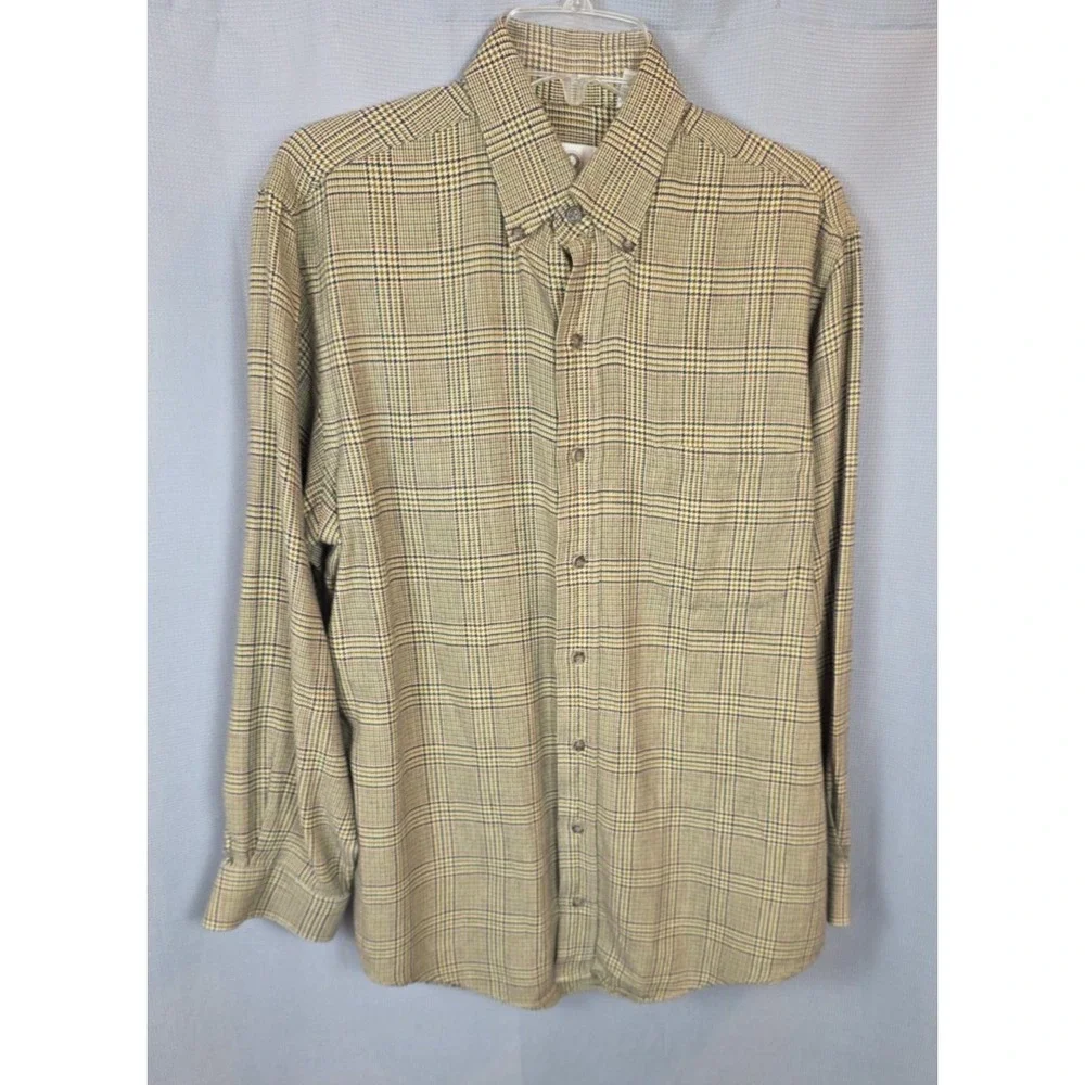 Viyella Shirt Mens Medium Plaid Long Sleeve Button-Up Classic Preppy Cotton Wool